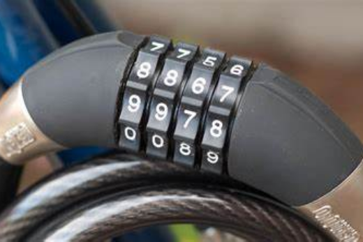 Cable lock with code on bike frame